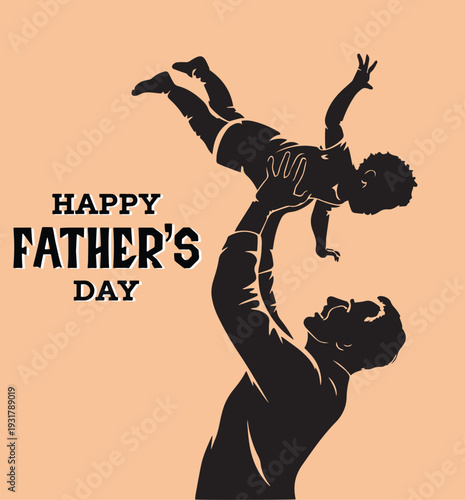 A happy father plays playfully with his baby, tossing the child into the air with joy