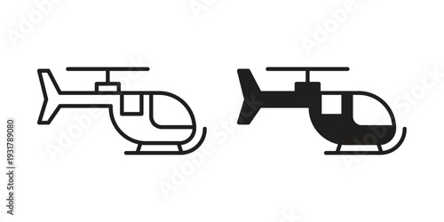Helicopter icon set. Linear style. Vector icons