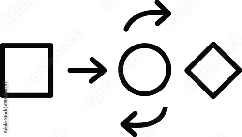 Flowchart process diagram with square circle and diamond shapes