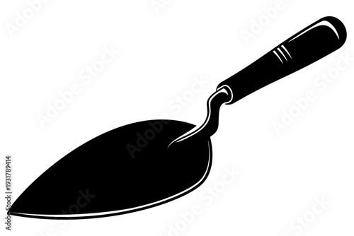 Masonry trowel vector illustration hand tool for construction gardening and building work black silhouette minimalist flat design isolated for home improvement project design