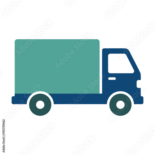 Delivery truck transporting cargo in urban environment