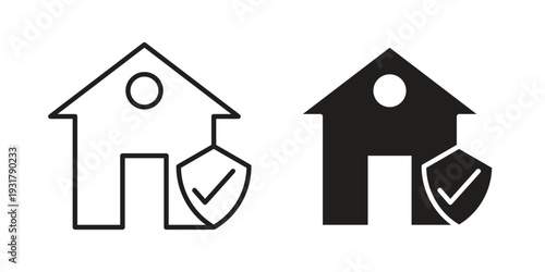 Home insurance icon set. Linear style. Vector icons