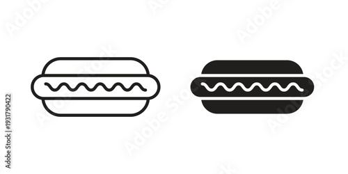 Hot dog icon set. Linear style. Vector icons