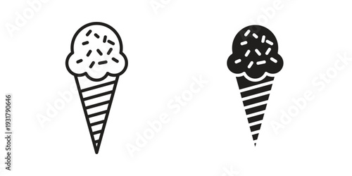 Ice cream cone icon set. Linear style. Vector icons
