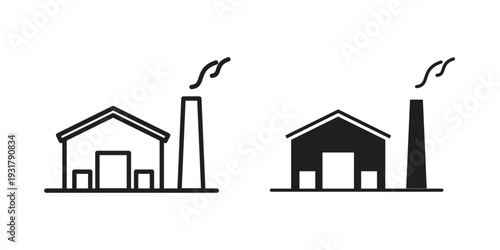 Industrial factory icon set. Linear style. Vector icons