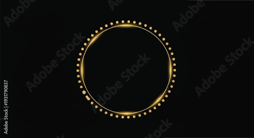 A luminous golden circle composed of numerous small bright dots on black