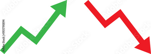 Green arrow trending up while red arrow trends down