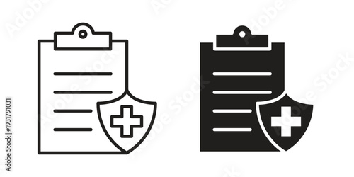 Insurance policy icon set. Linear style. Vector icons