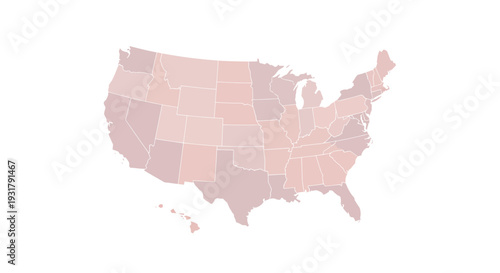 United States Map Visualizing State-Level Data with Color Intensity Representing Variations Across Regions