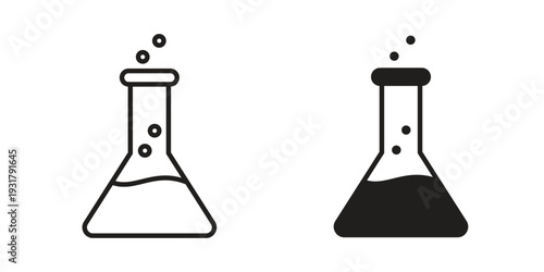 Lab flask icon set. Linear style. Vector icons