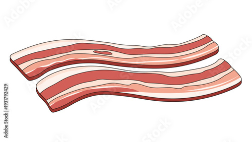 Two crispy and delicious strips of bacon, rendered in an appealing cartoon style, perfect for breakfast illustrations or food-related designs.