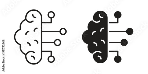 Machine learning icon set. Linear style. Vector icons