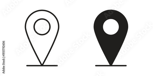 Map marker icon set. Linear style. Vector icons