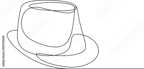 A whimsical illustration of a hat with a wide brim and a playful design. Vector