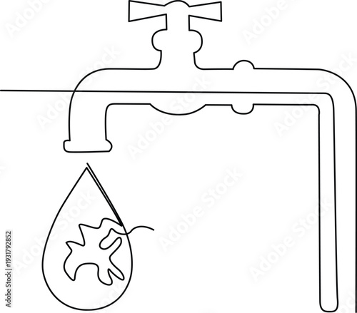 A whimsical illustration of a water droplet with a hidden animal shape inside. Vector