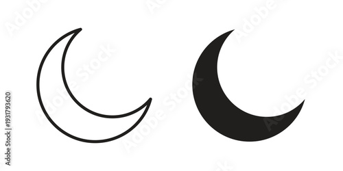 Moon icon set. Linear style. Vector icons