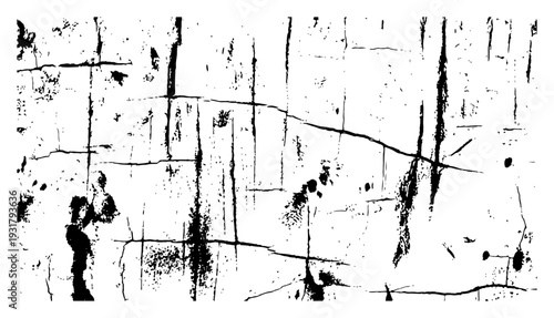 Distressed grunge wall texture with cracks and ink splatters in vintage style