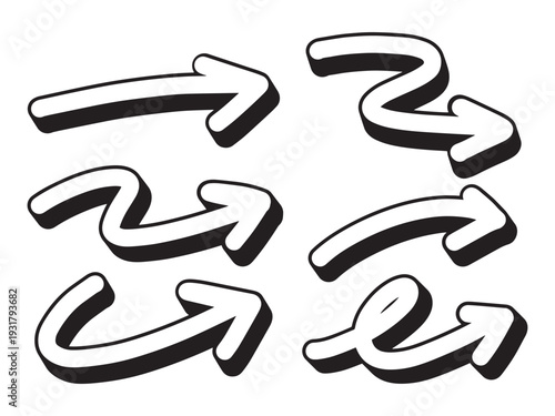 A group of black and white arrows pointing in different directions