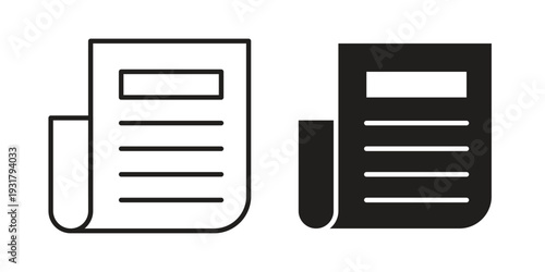 Newspaper icon set. Linear style. Vector icons