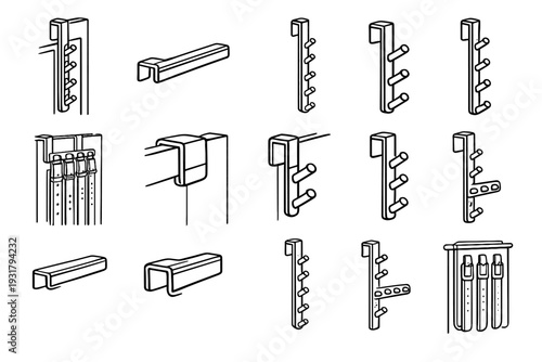 Vector icon staggered minimalist overdoor modern accessory rack closet lip lightweight belt