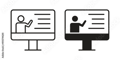 Online course icon set. Linear style. Vector icons