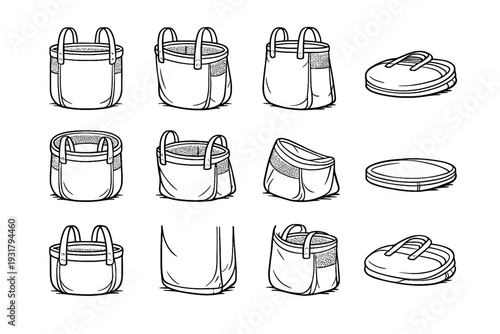 Foldable hamper structure icons compact icon design organization fabric vector rim reinforced