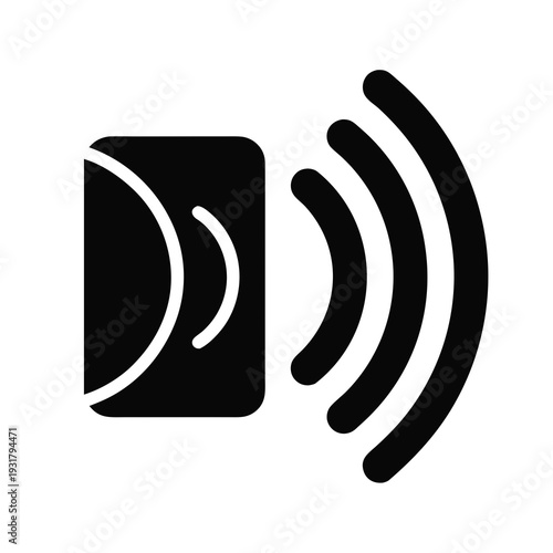 A black and white icon of a wireless signal