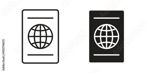 Passport icon set. Linear style. Vector icons