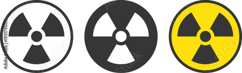 Radioactive symbol icons in different colors