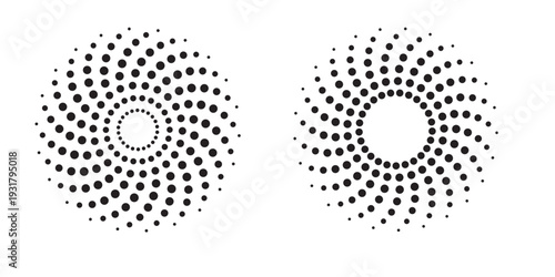 Dotted Spiral Vortex Design, swirling patterns composed of black dots