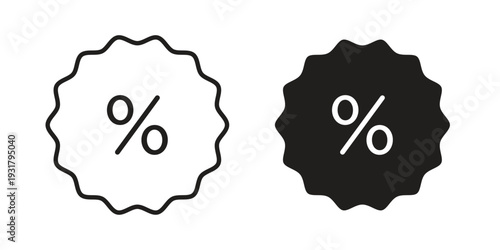 Percentage icon set. Linear style. Vector icons