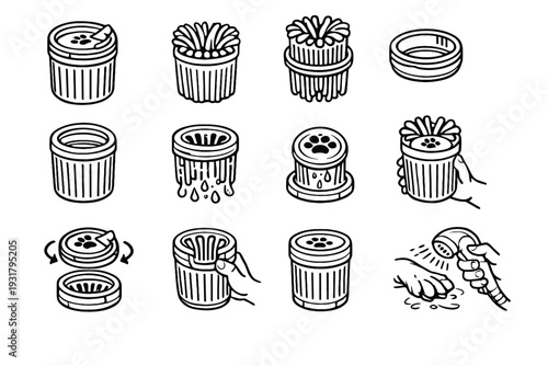 Body cleaning vector washer lock cleaner edge icon paw pet utility plastic