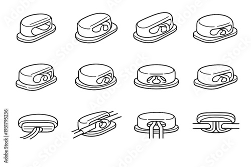 Rounded under desk guide housing vector pad icon modern organizer adhesive cable