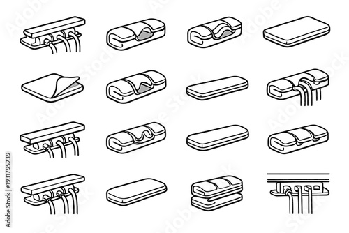 Cord cable look under compact holding icon minimalist clip surface desk vector