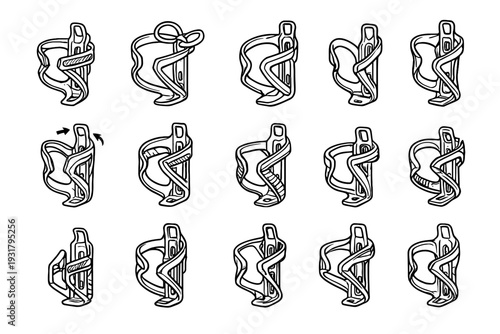 Quick cage bike construction bottle control design folding vector part icon