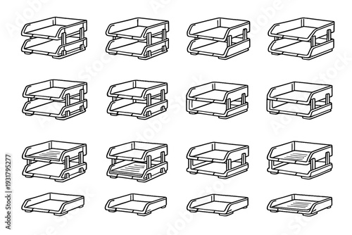Stackable lightweight desktop icons structural holder surface tray plastic vector icon office