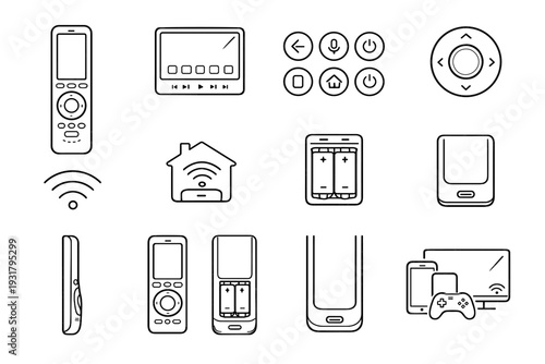 Remote smart navigation circular hub control vector rechargeable icon surface icons buttons