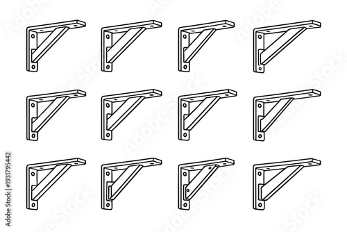 Support bracket stable outline metal industrial solid shelf icons icon vector modern