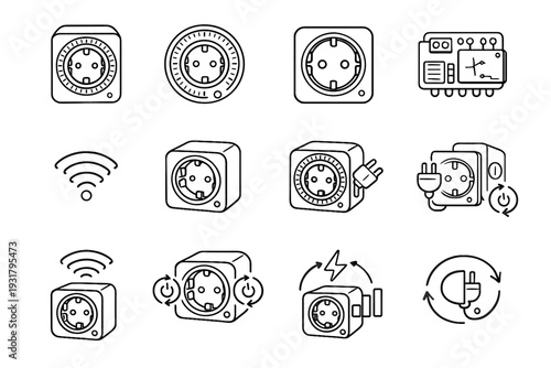 Inlet clean vector geometric modern dot plug automated icon smart tool status