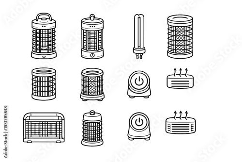 Clean switch functional tabletop icon utility unit electric bug base vector zapper