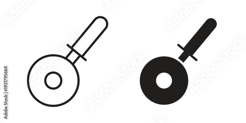 Pizza Slicer icon set. Linear style. Vector icons