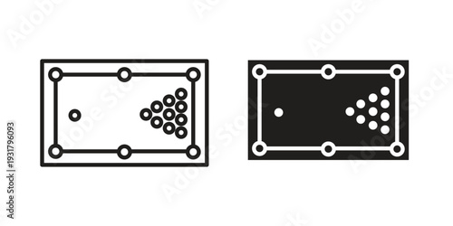 Pool table icon set. Linear style. Vector icons