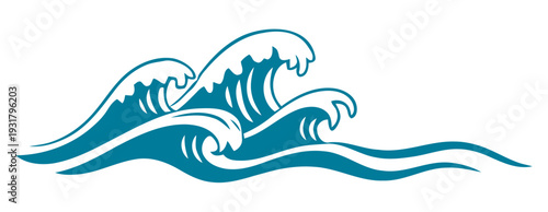 Blue Wave Illustration with White Highlights.