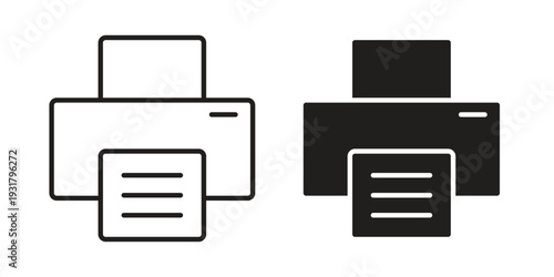 Print icon set. Linear style. Vector icons