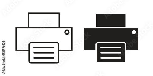 Printer icon set. Linear style. Vector icons