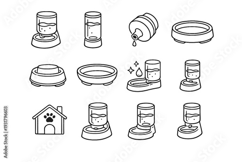 Pet icon vector simple supply style water base wide tank dispenser basin