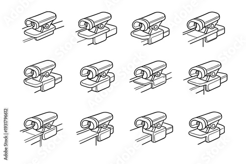 Vector icons spring cable minimalist clip icon mechanism compact holder rounded precise