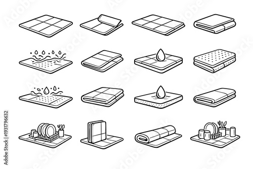 Organization icon padded drying design functional vector geometry mat outline minimal foldable