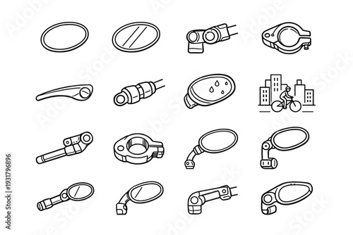Vector icons joint bike hinge face coating mirror cycling icon clamp