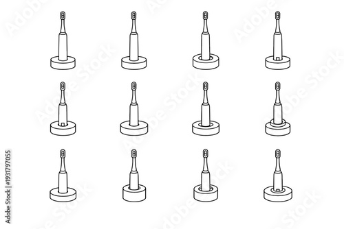 Aesthetic toothbrush structure refined outline weight vector charger contemporary cylindrical icon smart